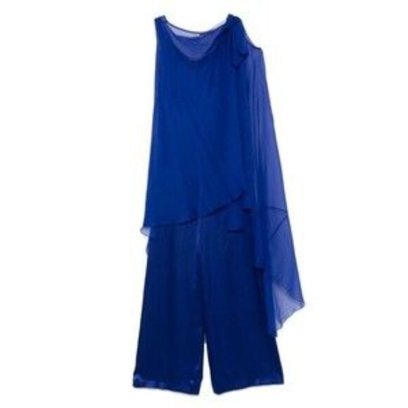 Alberta Ferretti Blue Trousers With Flowing Overlay - NWT - Picture 3 of 5
